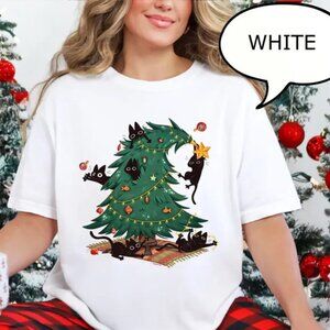 Christmas Tree And Cat Shirt, Cute Christmas Shirt, Cat Lover Christmas Gift